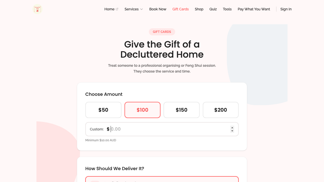 gift cards — step 1: configuration › custom amount input activates on click desktop