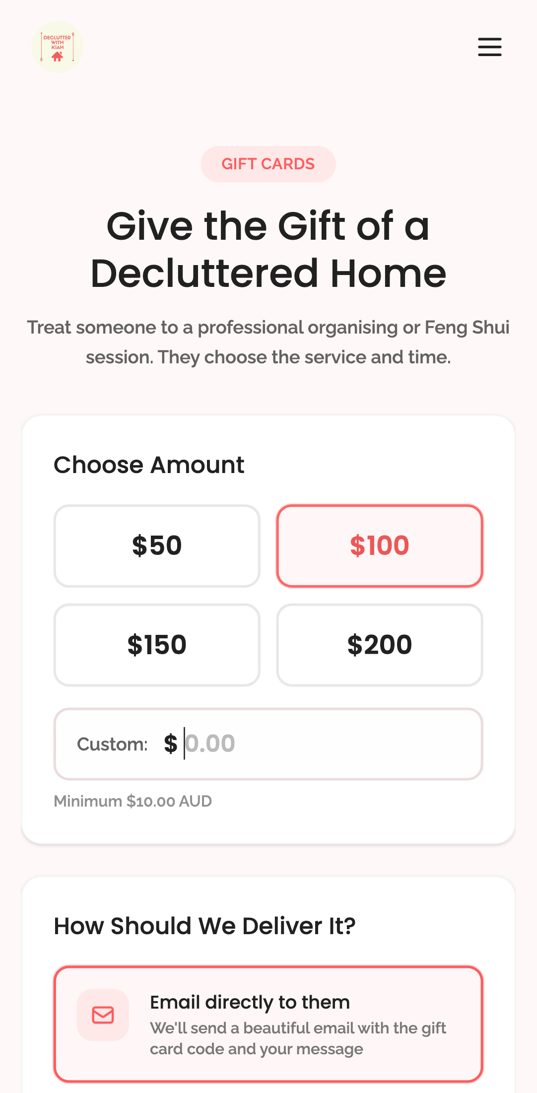 gift cards — step 1: configuration › custom amount input activates on click mobile