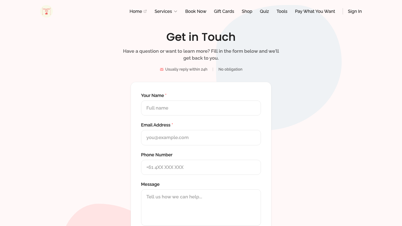 public pages — core routes › /contact-us renders the contact form desktop