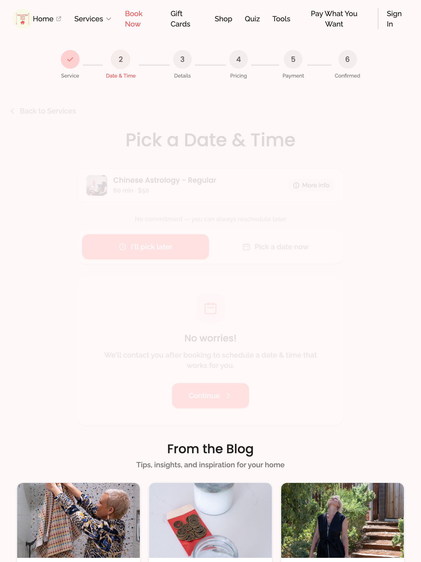 booking wizard — step 2: date/time › step 2 shows date options after service selection tablet