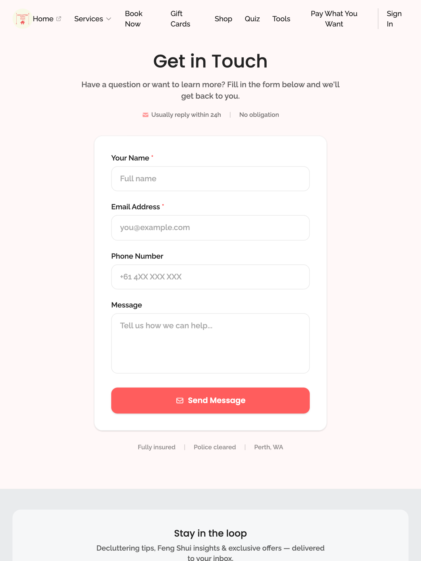 public pages — core routes › /contact-us renders the contact form tablet