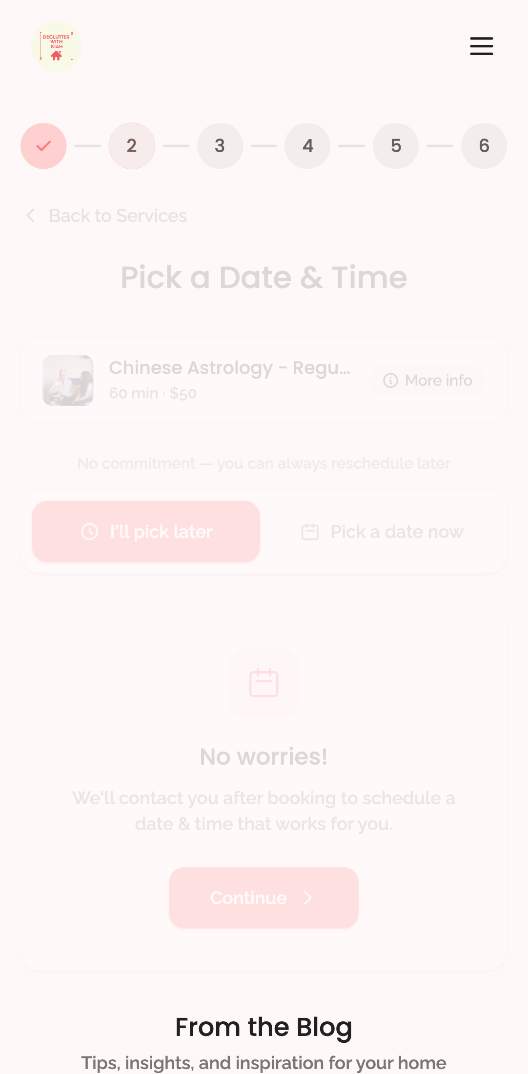 booking wizard — step 2: date/time › step 2 shows date options after service selection mobile