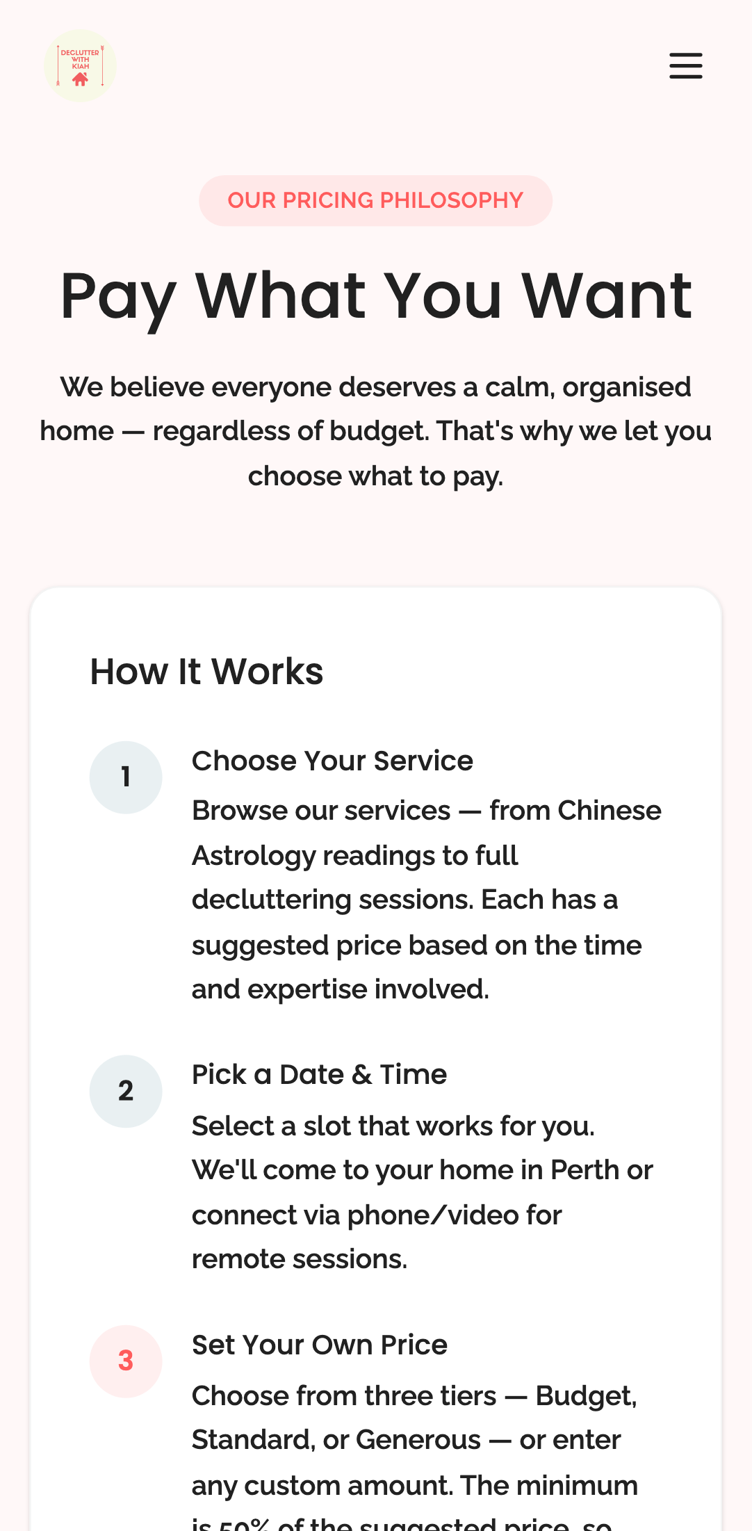 public pages — core routes › /book/pay-what-you-want loads mobile