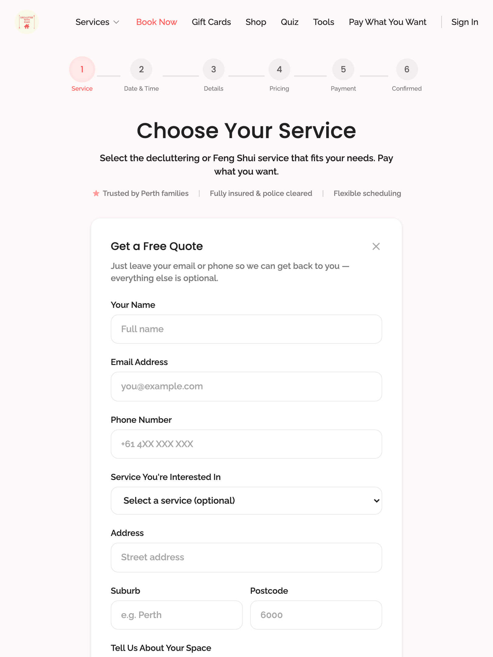 quote form › clicking quote link shows the form tablet