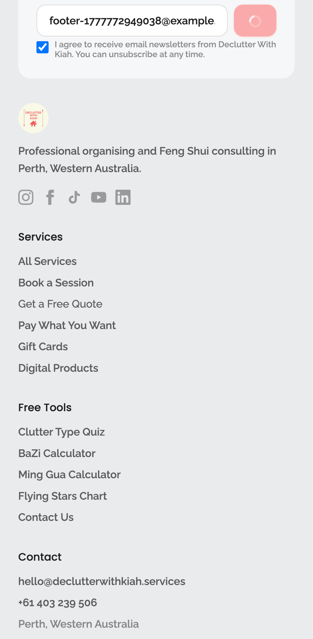newsletter — embed subscribe form › subscribing with valid email and consent shows success mobile