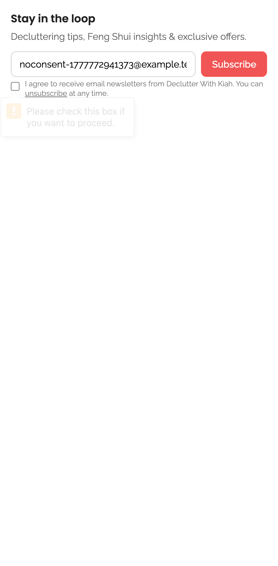 newsletter — embed subscribe form › subscribing without checking consent checkbox is blocked mobile