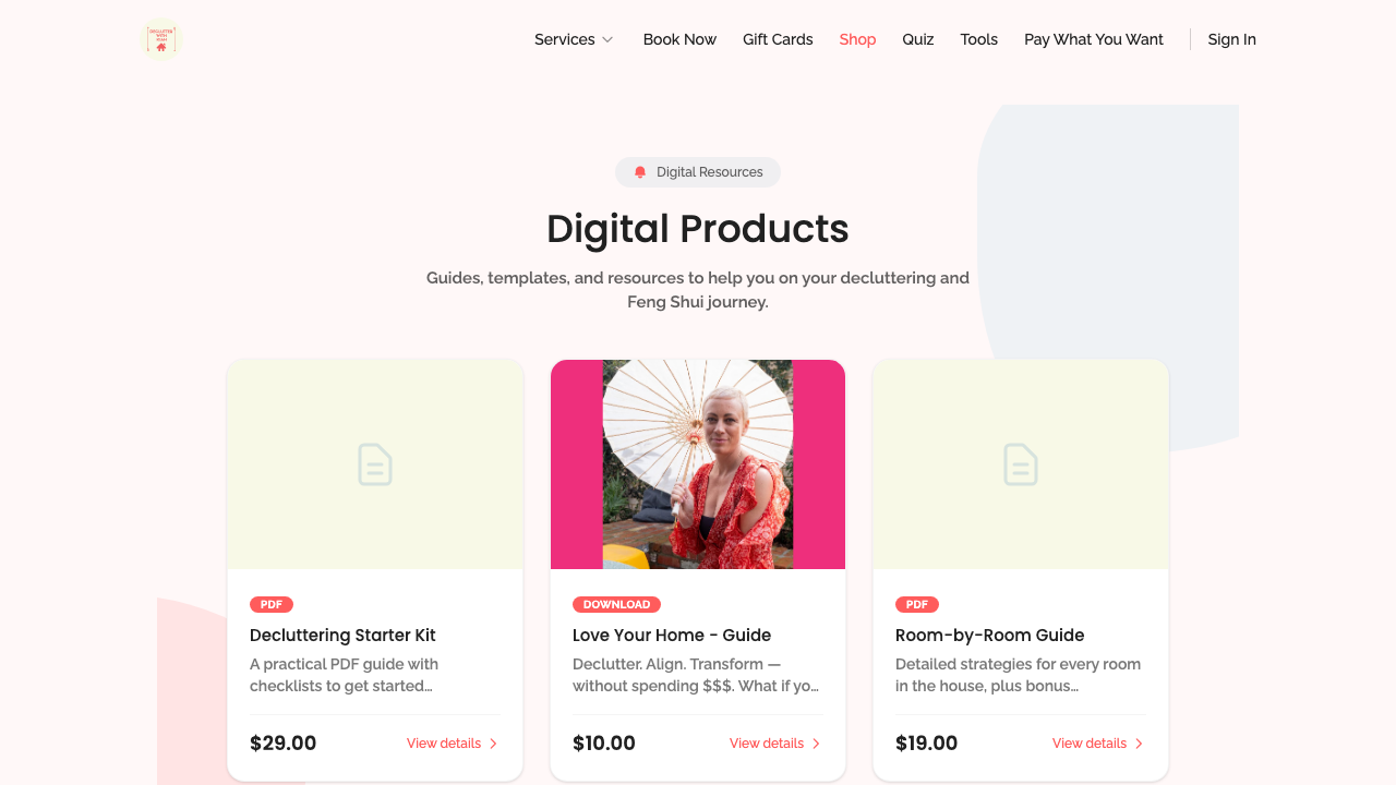 public pages — core routes › /shop renders the digital products listing desktop