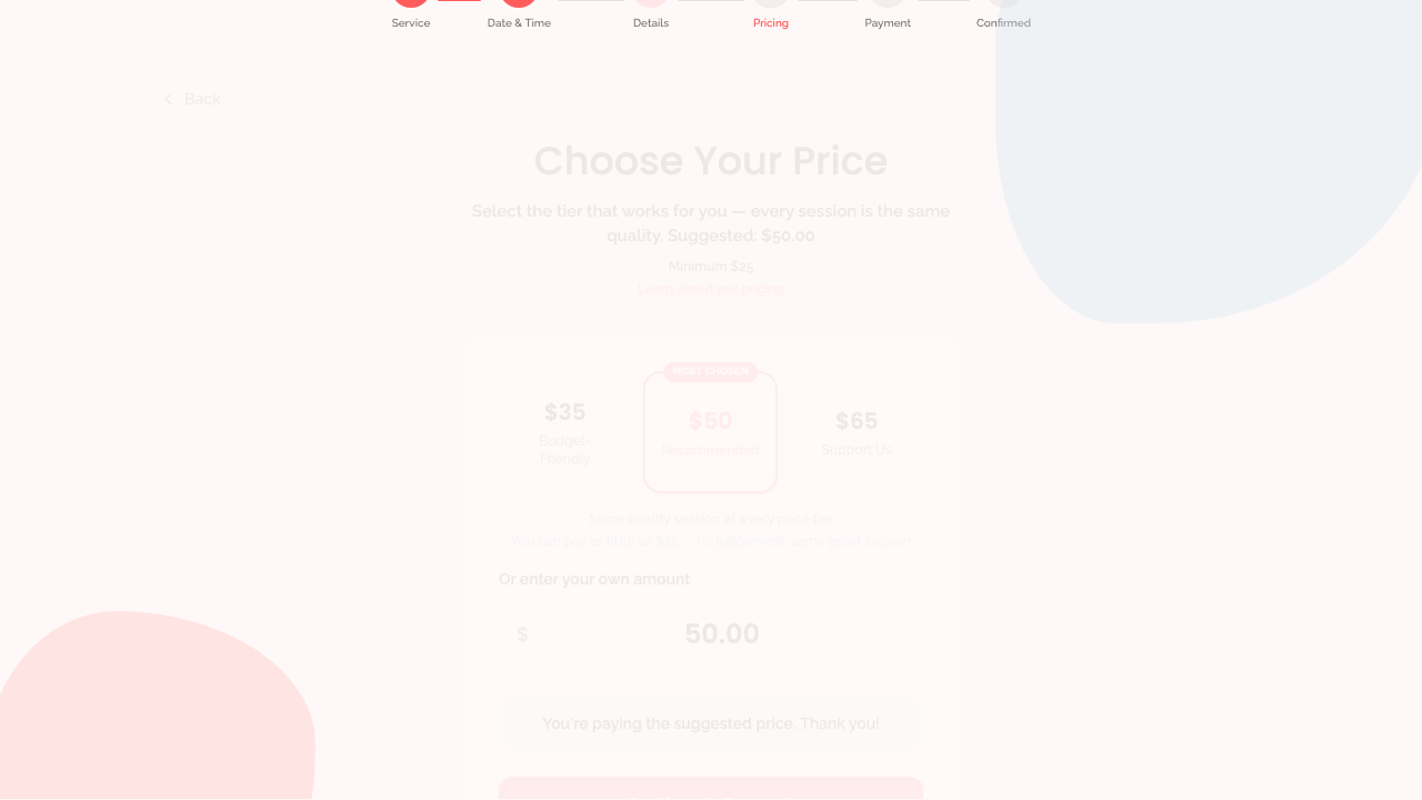 booking wizard — step 4: pricing › has Continue to Payment button desktop