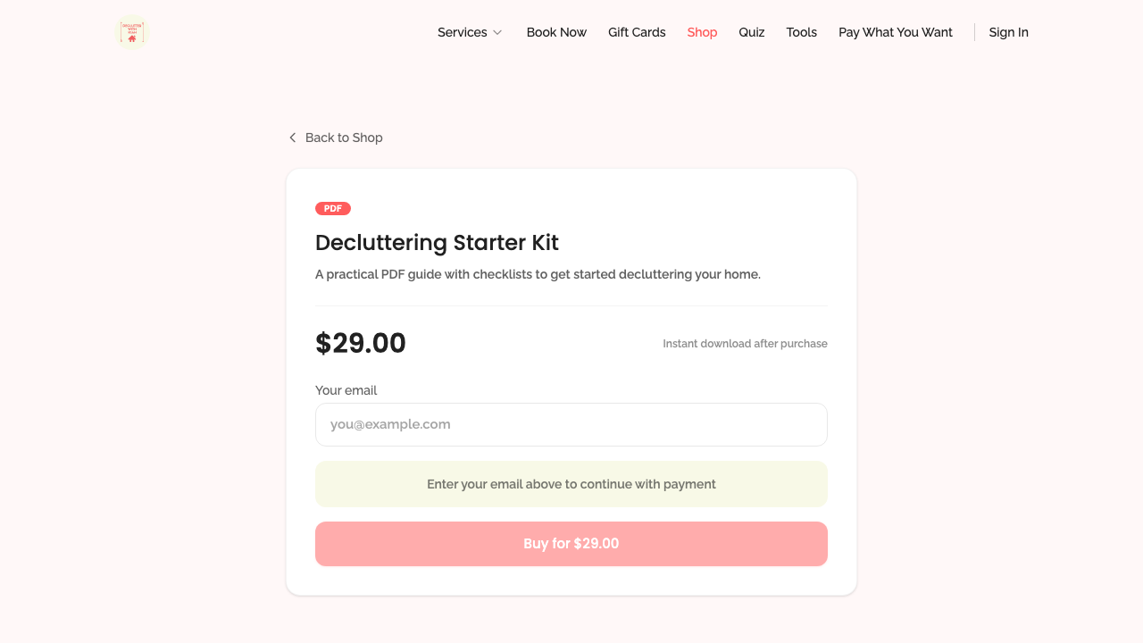 shop — product detail › has email input for buyer desktop