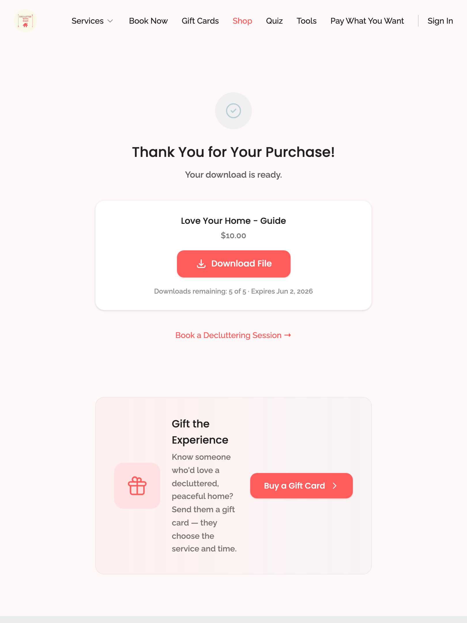 shop — download page › download page shows remaining downloads info tablet