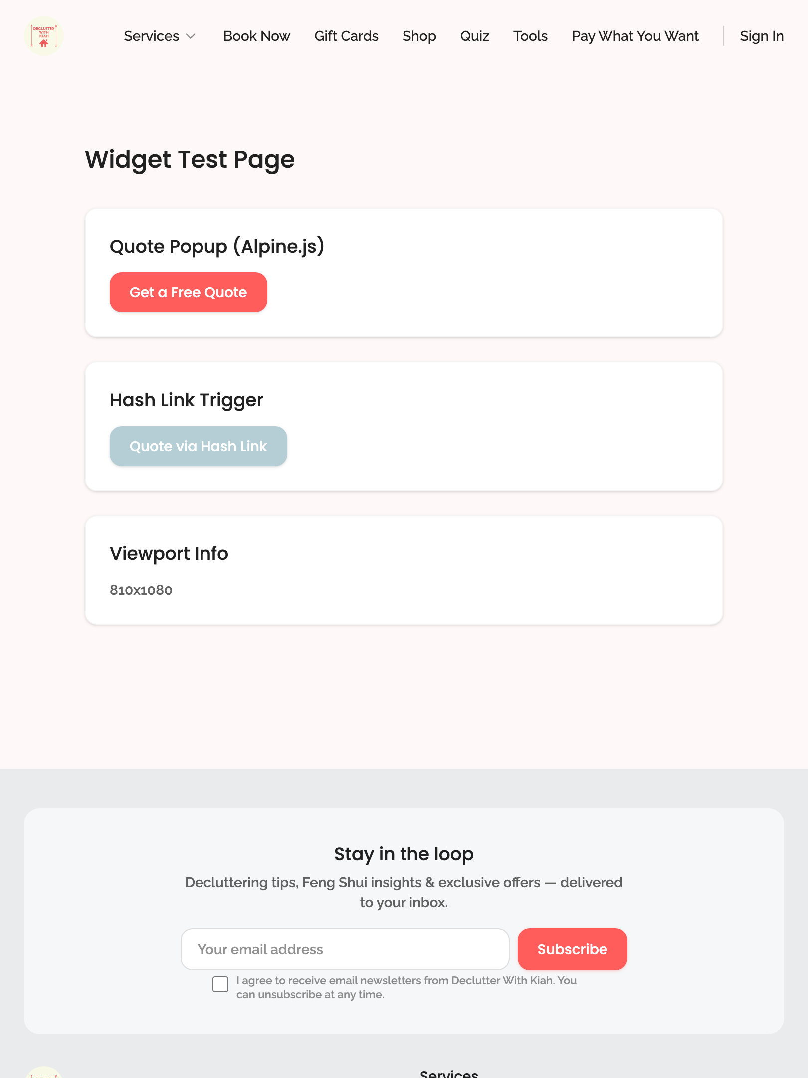 widget popups — quote modal › quote modal closes via X button tablet