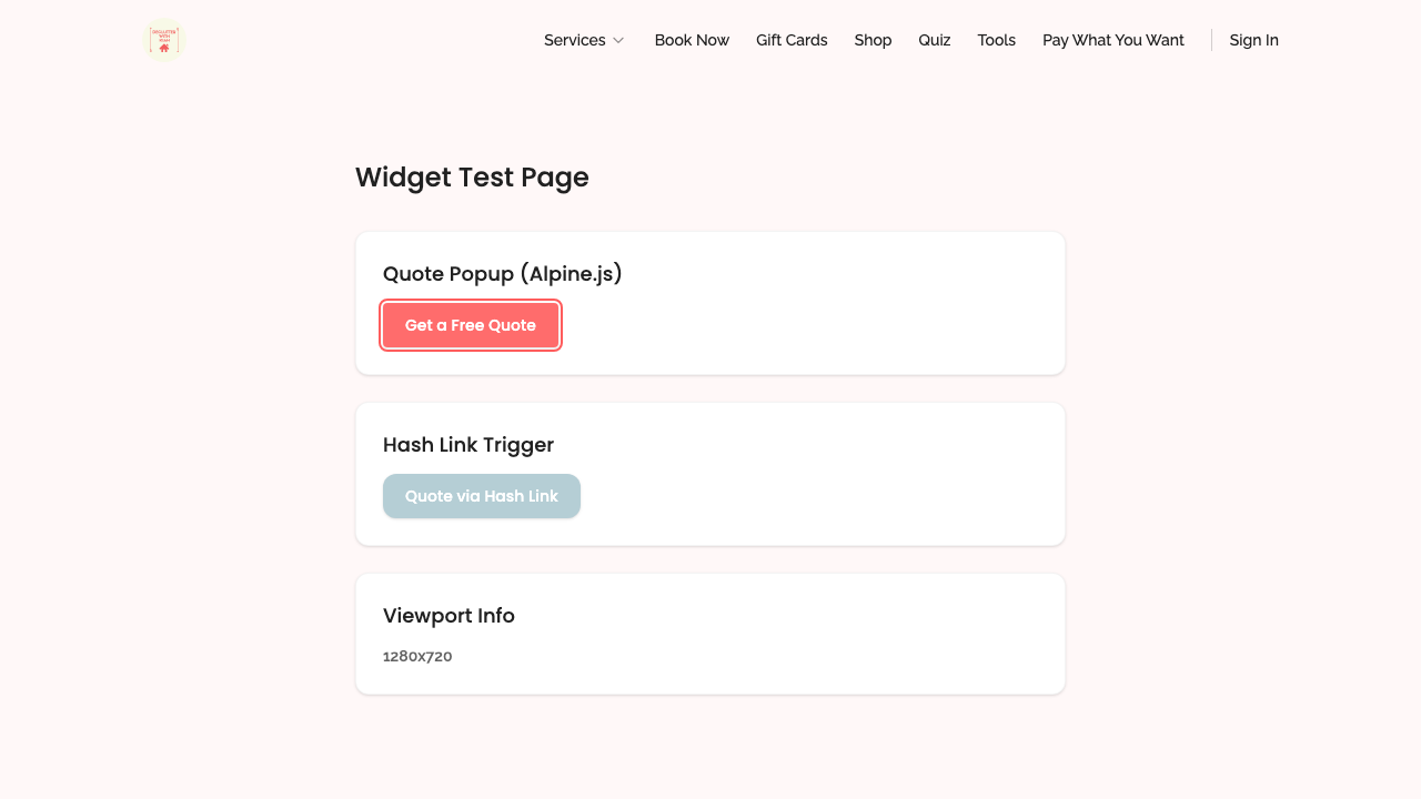 widget popups — quote modal › quote modal closes via Escape key desktop