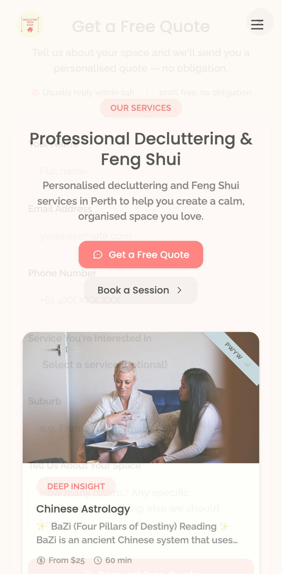 widget popups — services page quote modal › services page quote buttons open modal mobile
