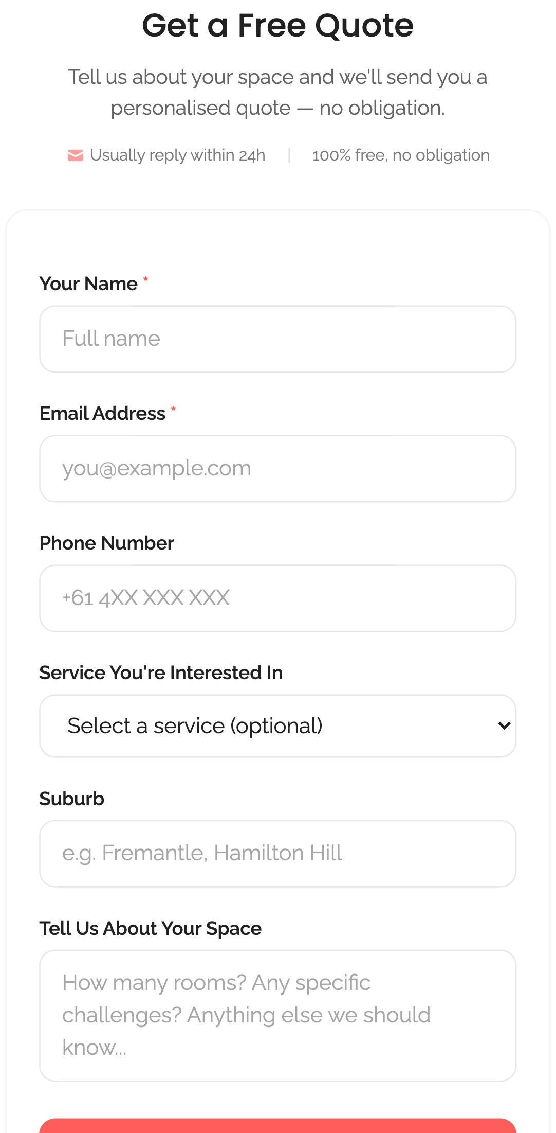 widget popups — quote page standalone › /quote/embed renders embeddable quote form mobile