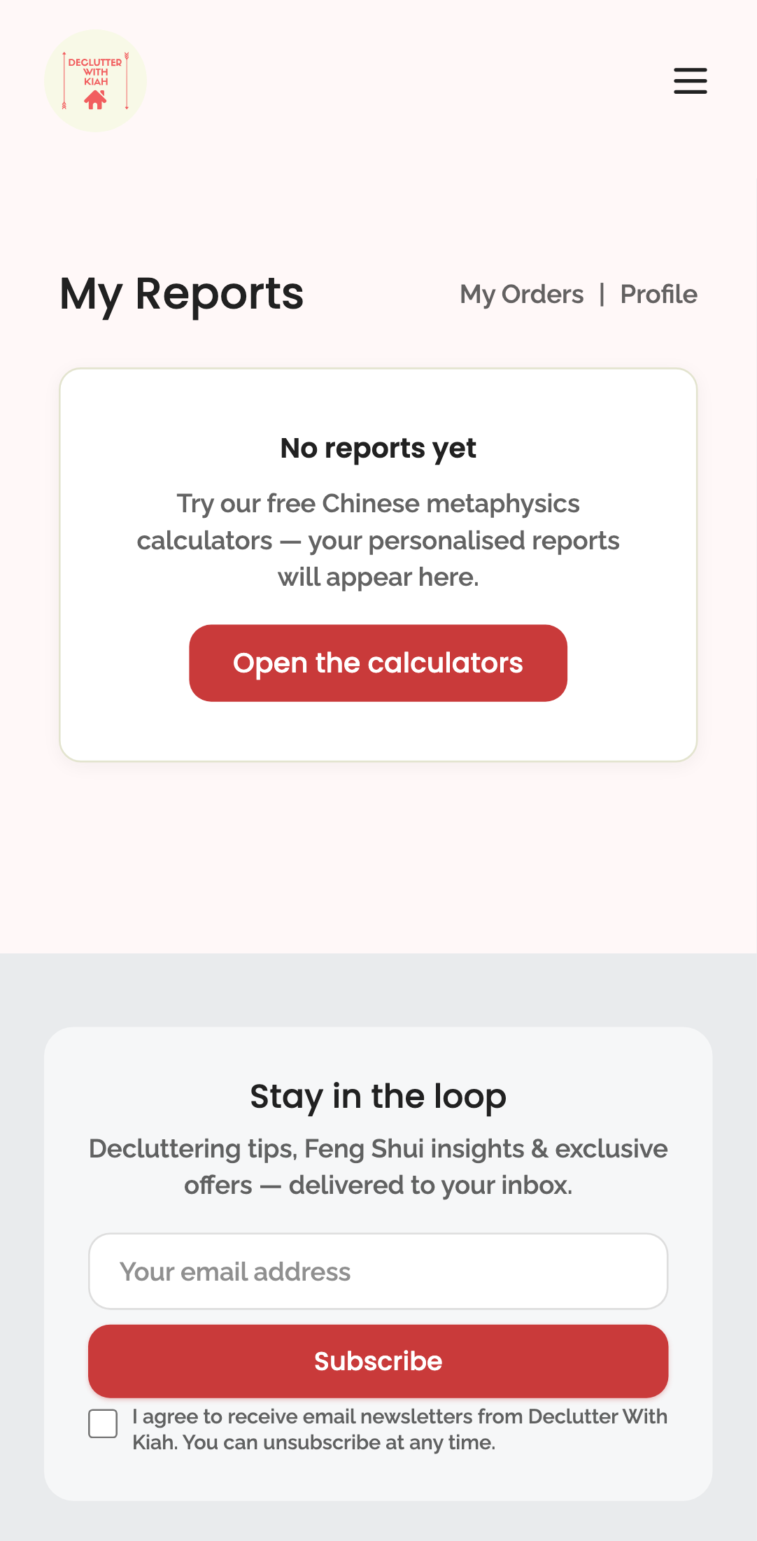 every page — English › Customer reports — /account/reports mobile