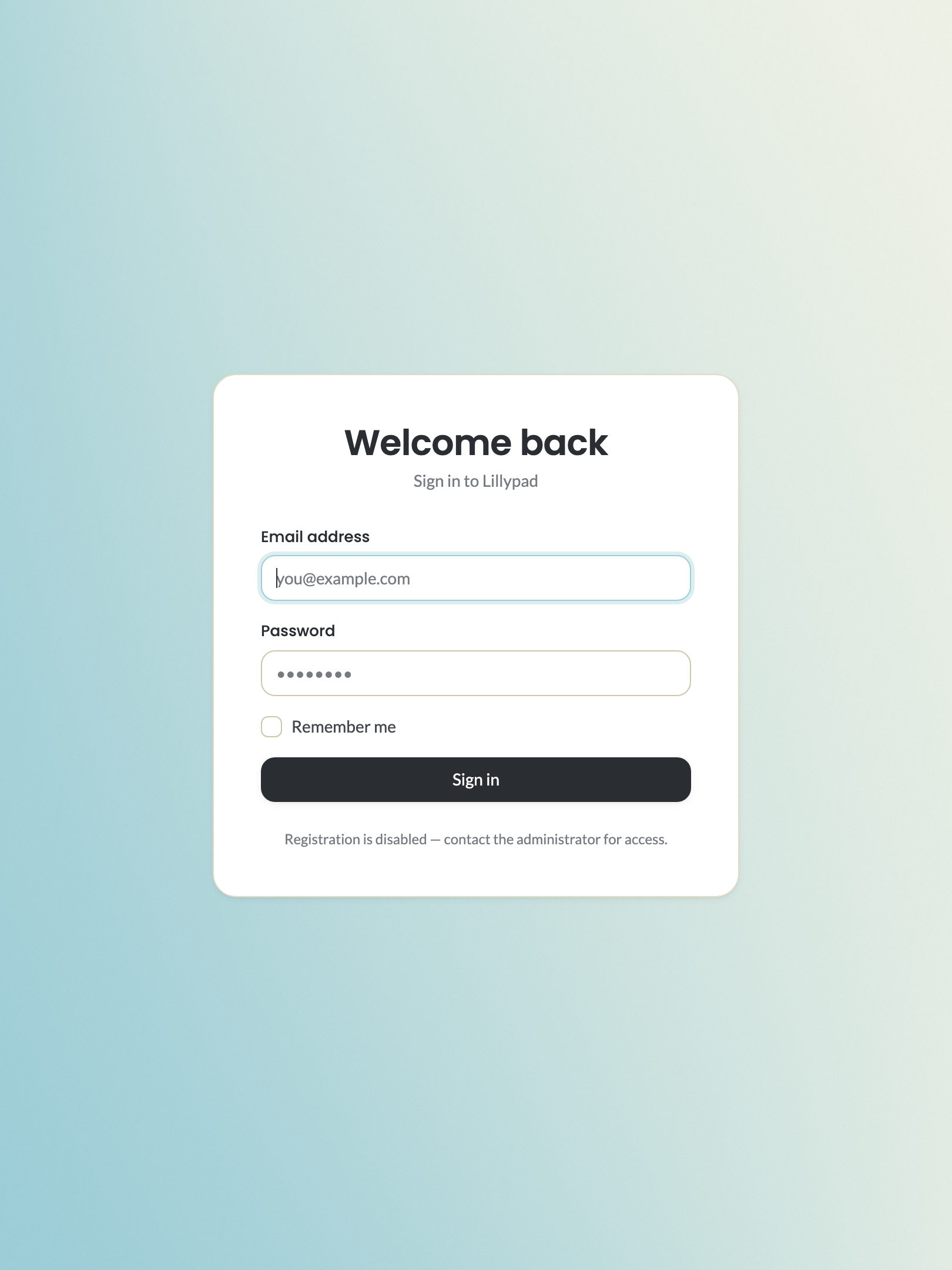 every page — English › Admin login — /lillypad tablet