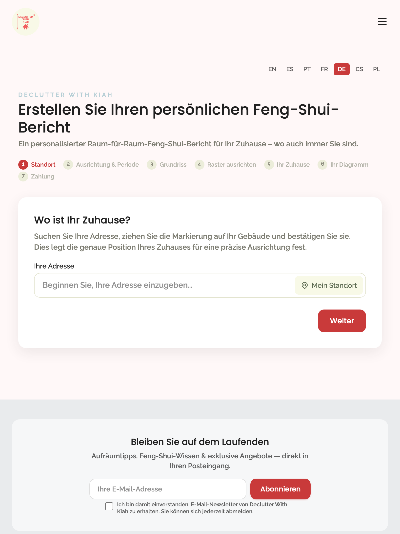 every page — translations › Home report entry (de) — /de/home-report tablet