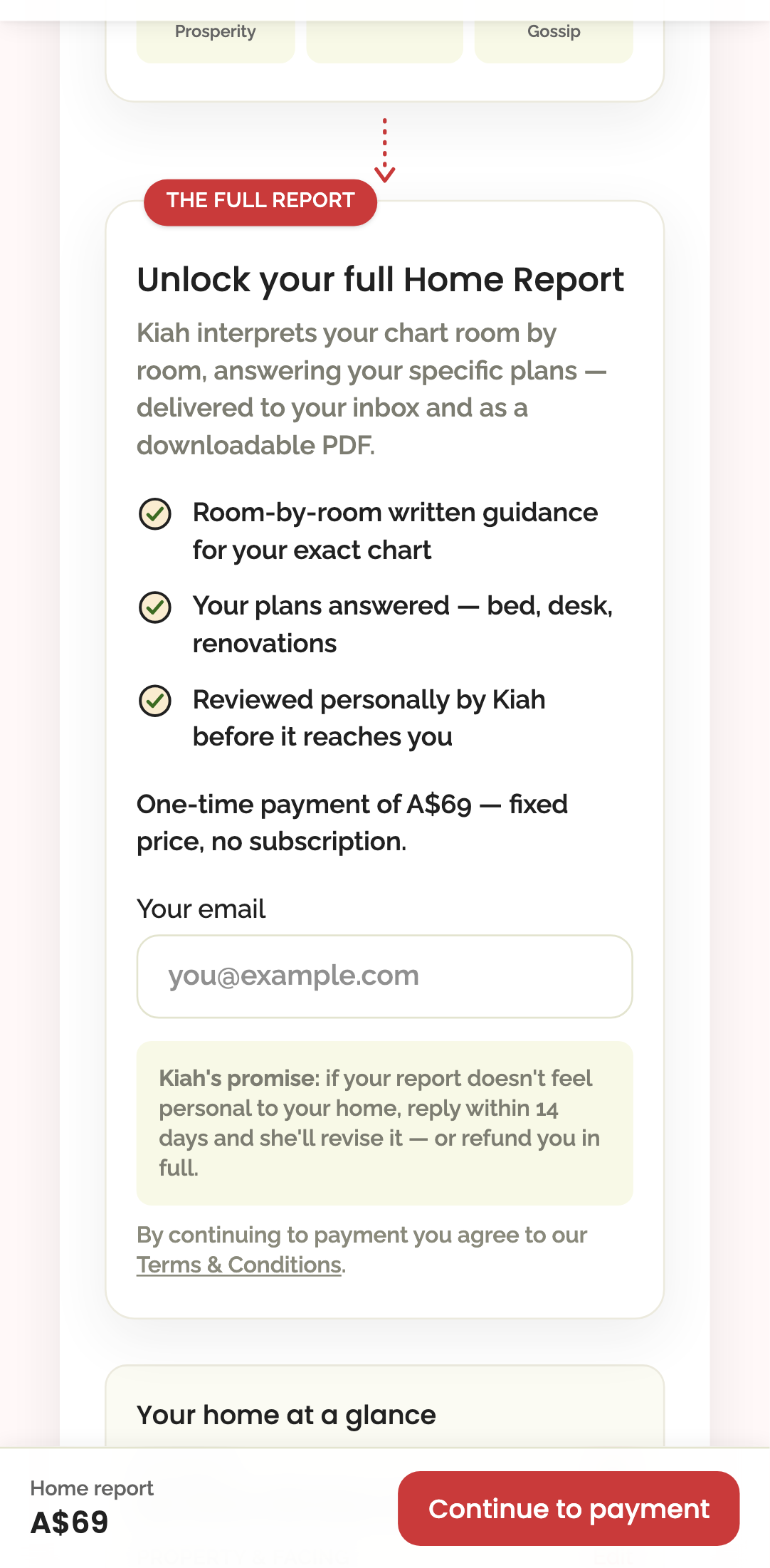 home report — wizard › walks the steps to the free chart, with per-step URLs mobile