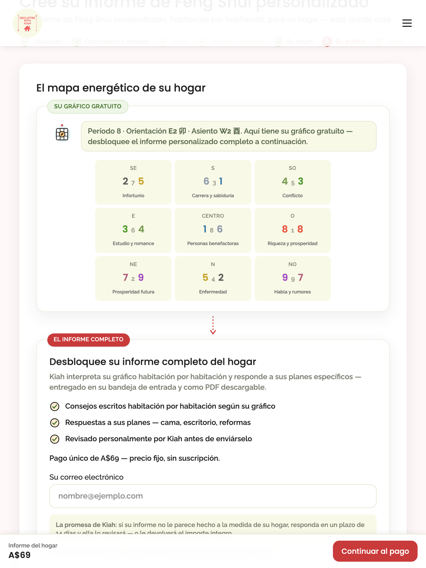 home report — wizard (español) › walks the steps to the free chart in Spanish tablet