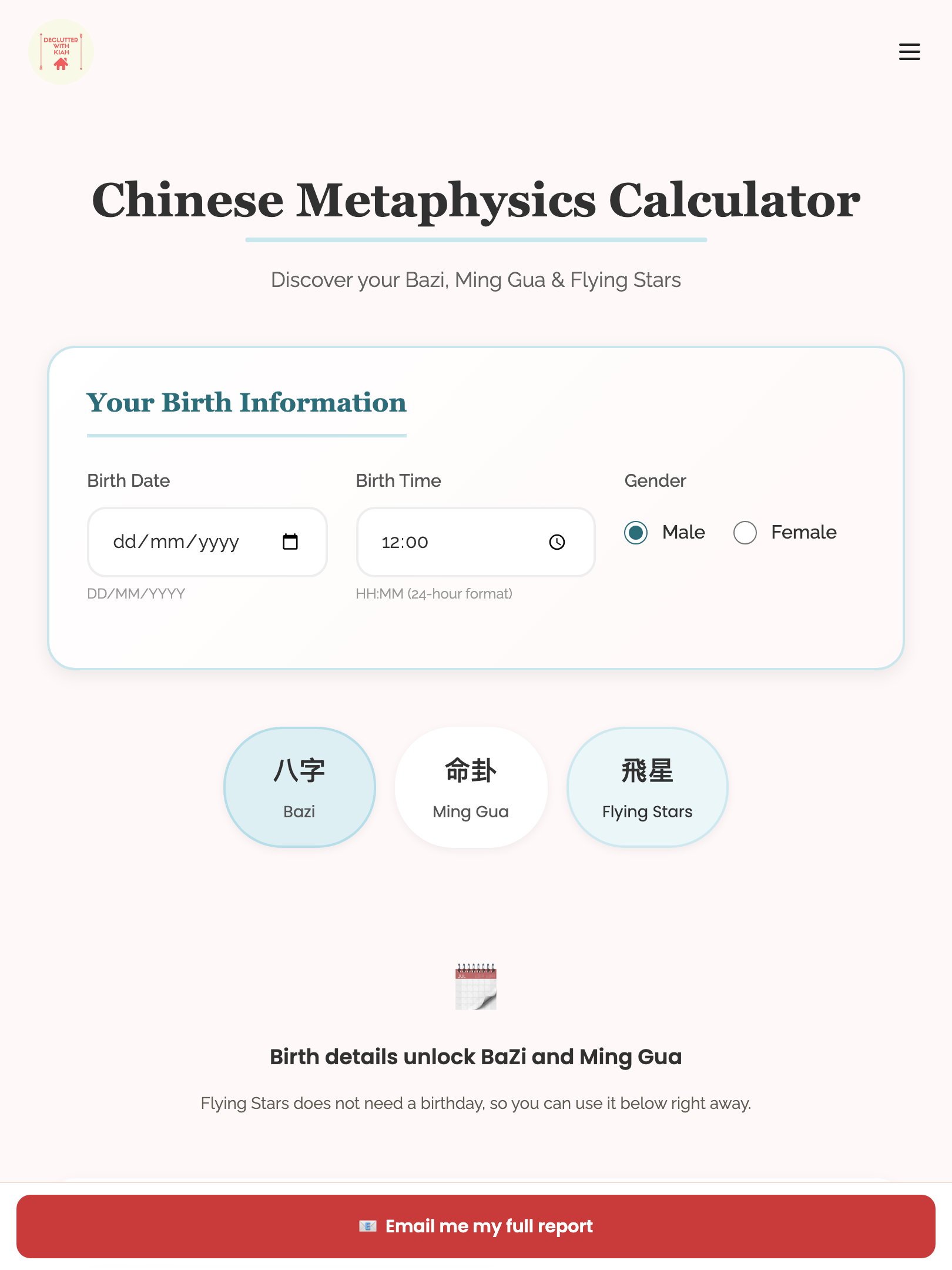 tools — calculator journey › a fresh visit shows Flying Stars without birth details tablet