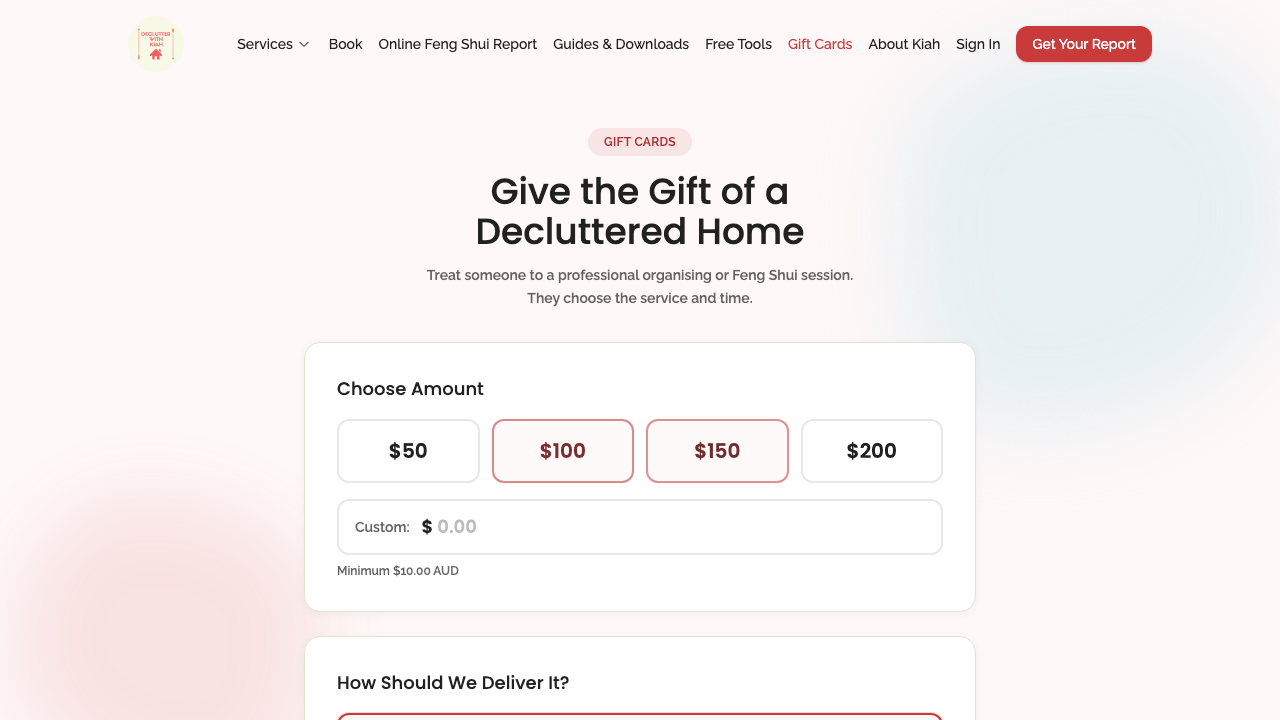 gift cards — step 1: configuration › clicking a preset updates the selected amount desktop