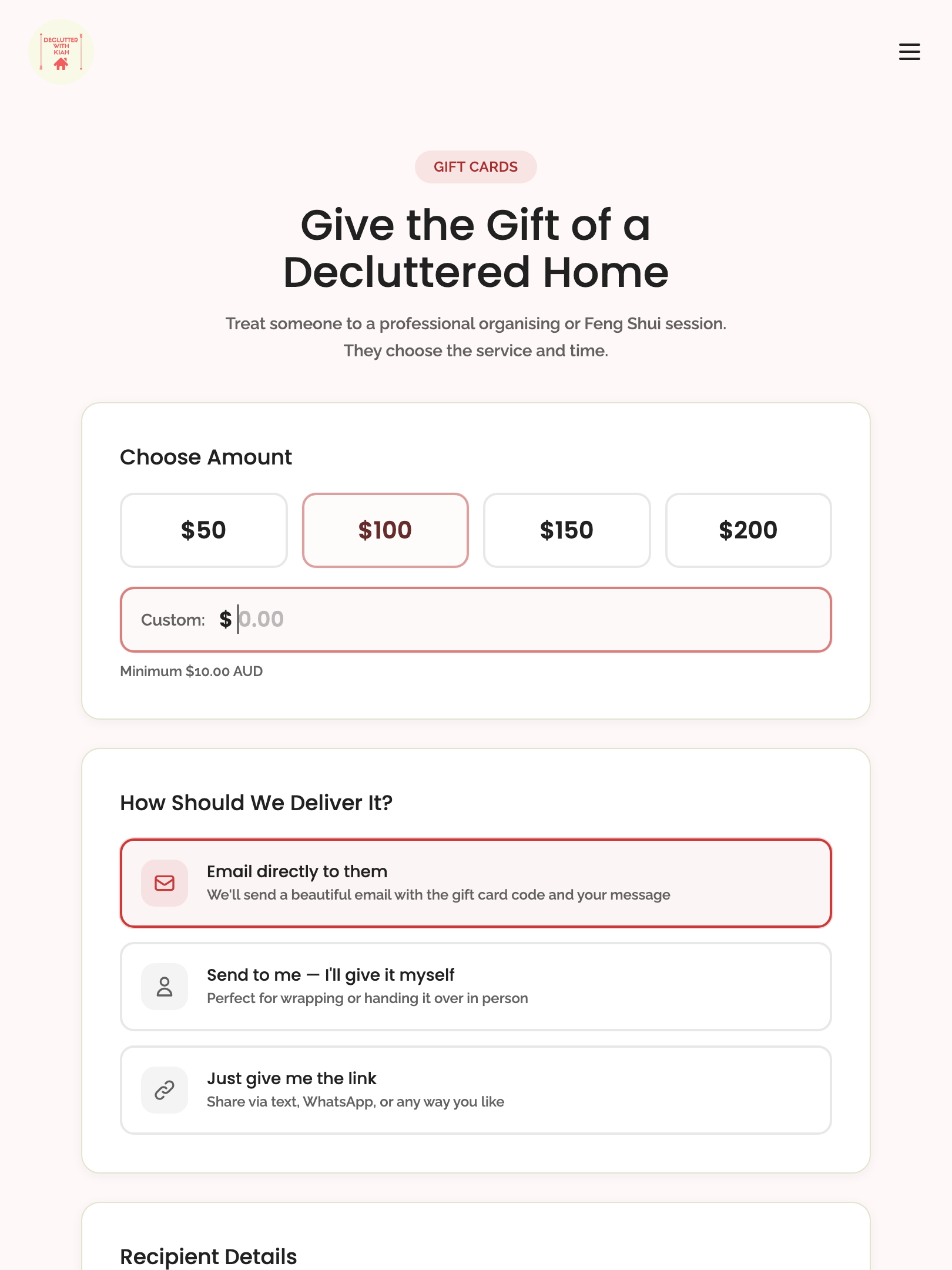 gift cards — step 1: configuration › custom amount input activates on click tablet