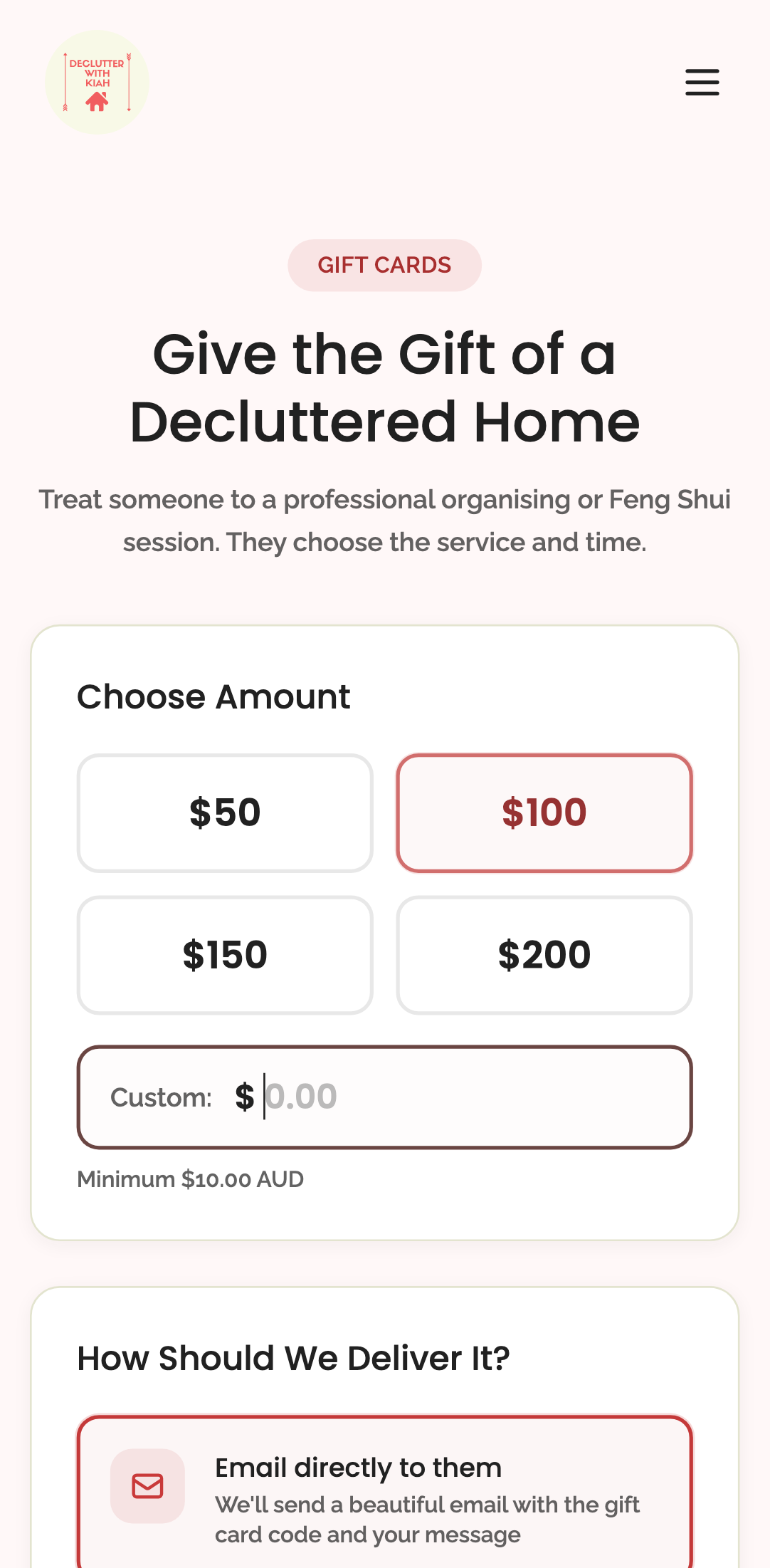 gift cards — step 1: configuration › custom amount input activates on click mobile