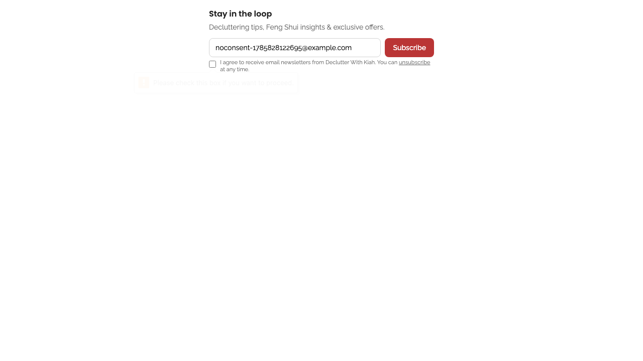 newsletter — embed subscribe form › subscribing without checking consent checkbox is blocked desktop