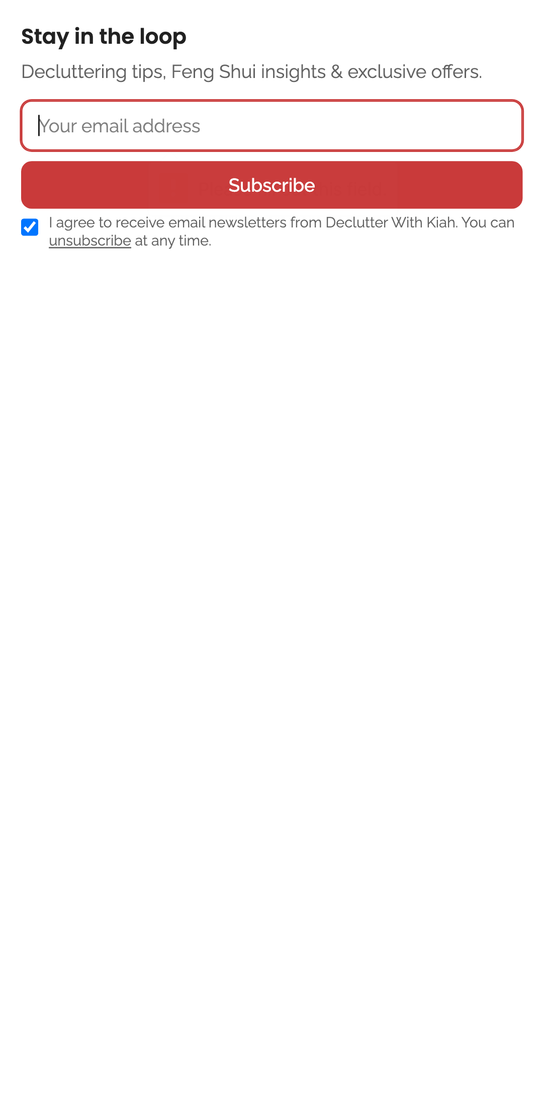 newsletter — embed subscribe form › subscribing with empty email is blocked mobile