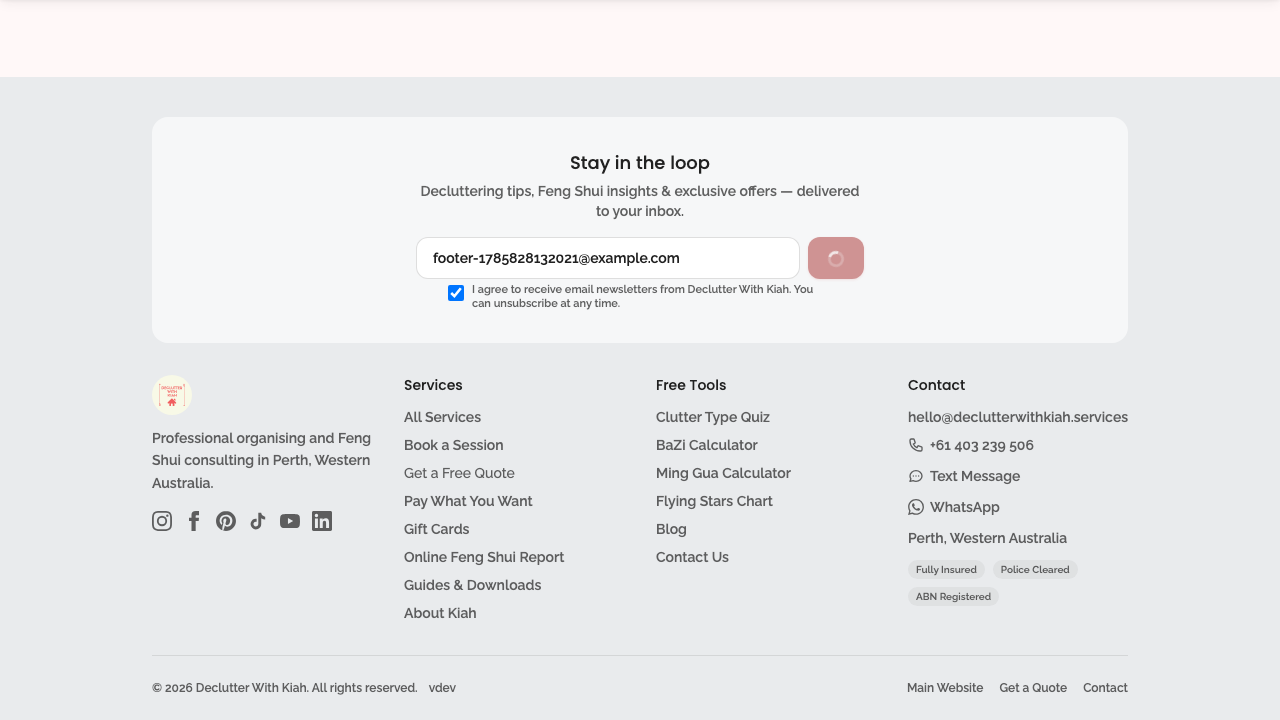 newsletter — footer subscribe section › footer subscribe works with valid email and consent desktop