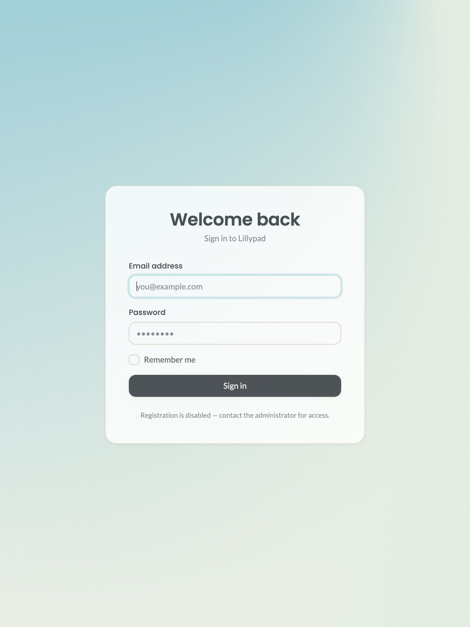 the admin login page › renders a login form to an anonymous visitor tablet