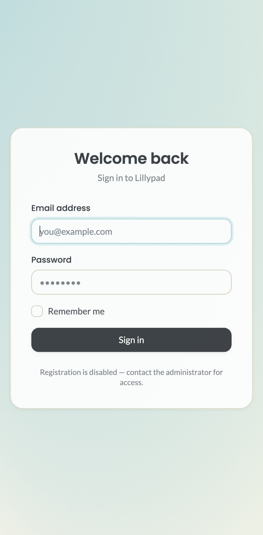 the admin login page › renders a login form to an anonymous visitor mobile