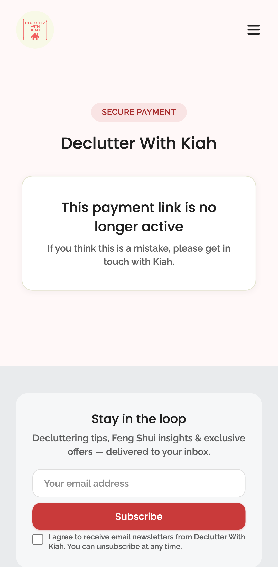 pay-by-link — public pay page › cancelled order shows inactive state mobile