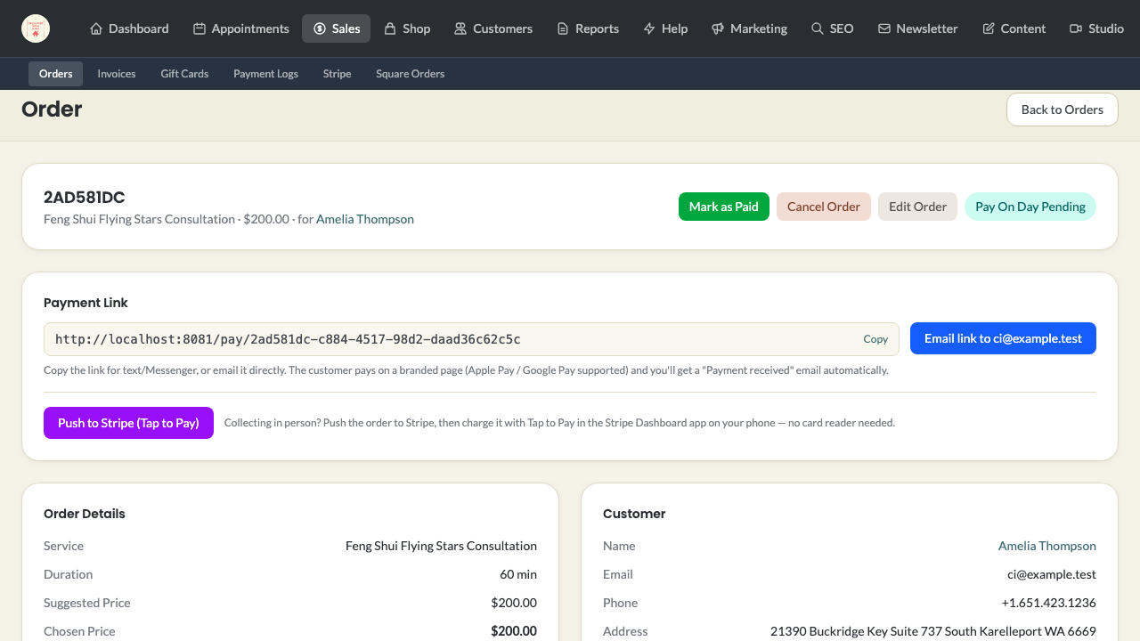 pay-by-link — admin order page › unpaid order shows payment link tools desktop