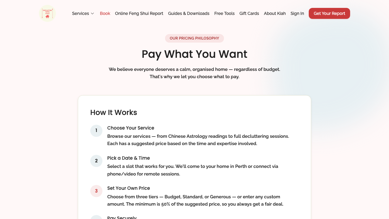 public pages — core routes › /book/pay-what-you-want loads desktop