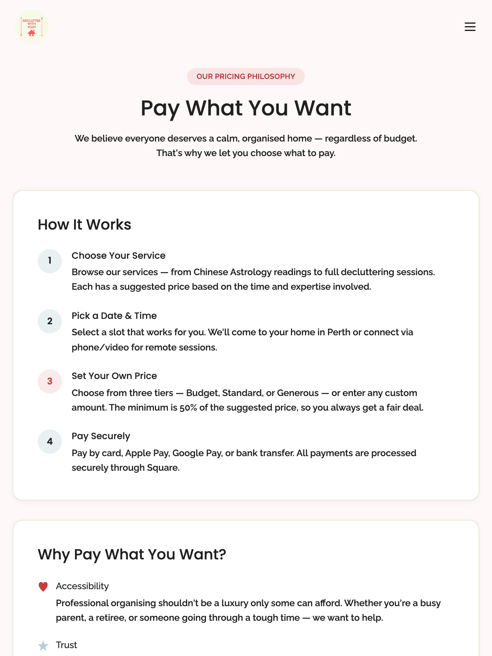 public pages — core routes › /book/pay-what-you-want loads tablet