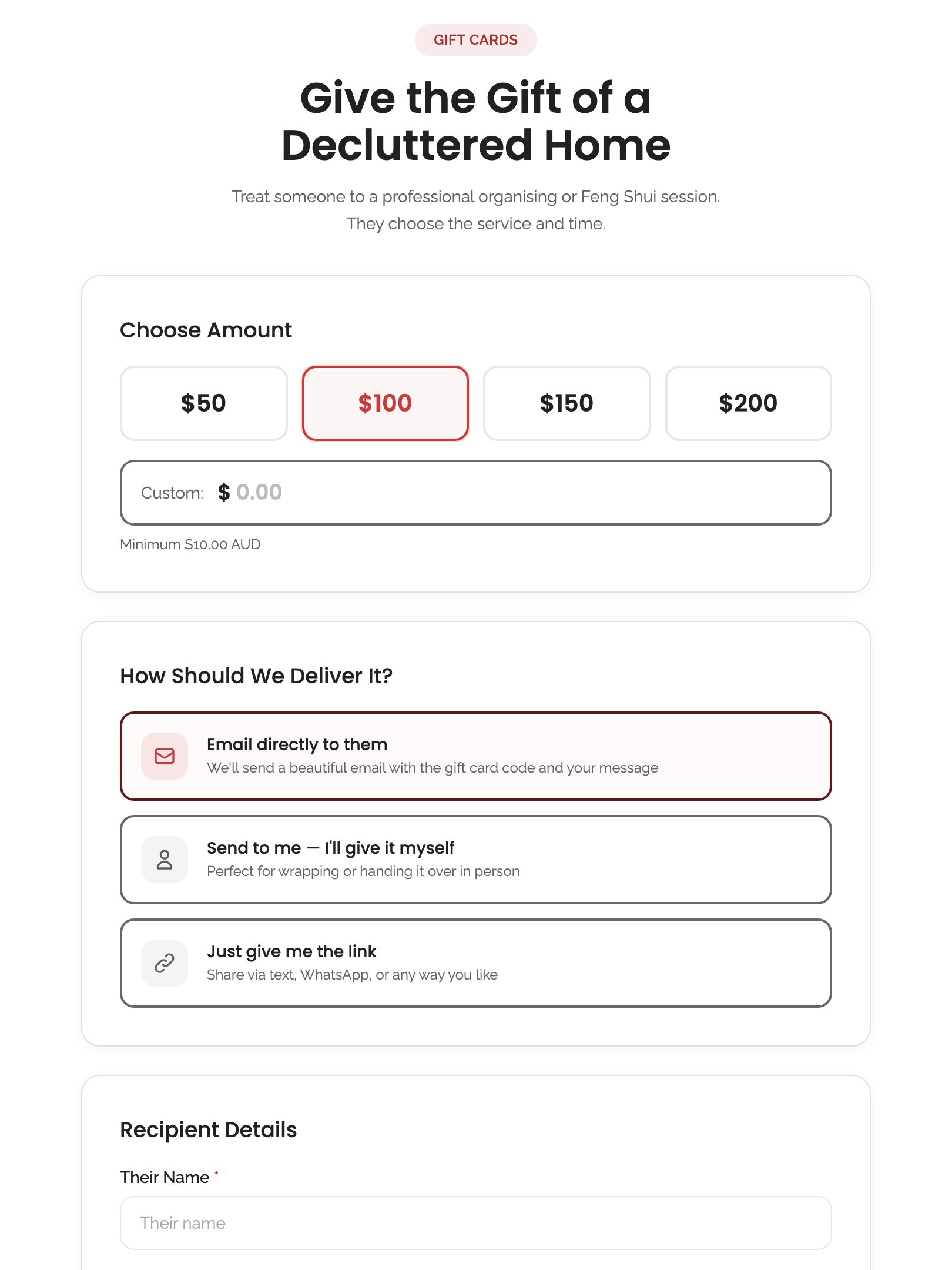 public pages — embed variants › /gift-cards/embed renders the stepper tablet