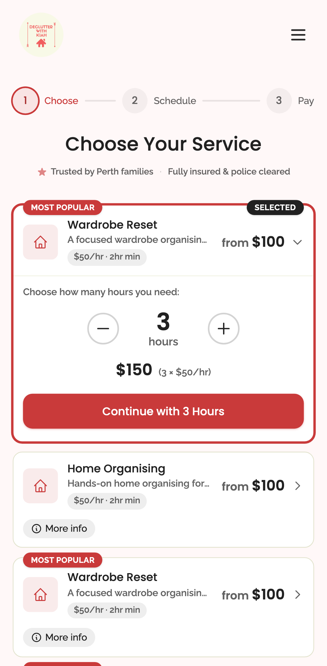 service cards on the services index › a card click lands in the wizard with the service chosen mobile