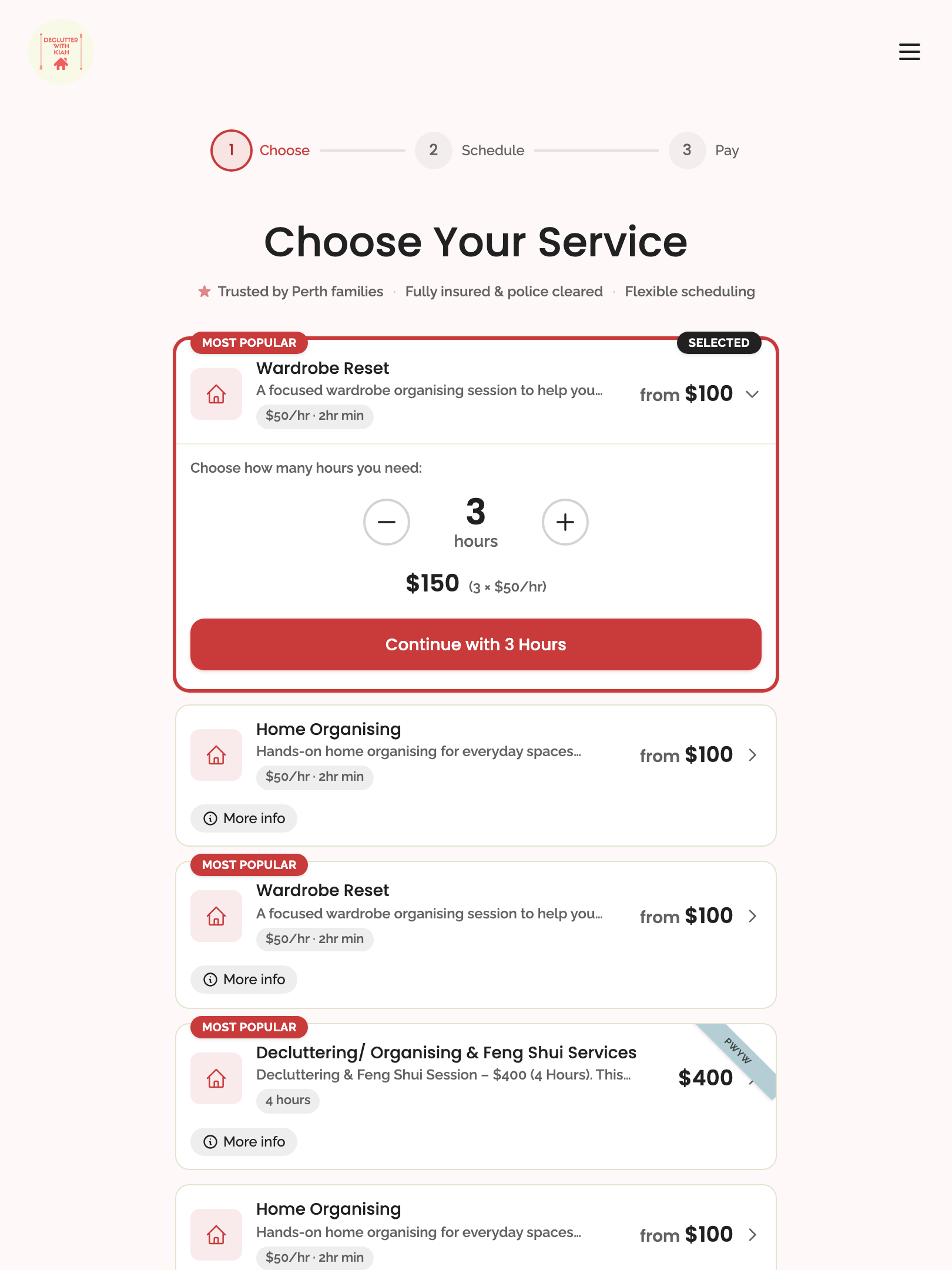 service cards on the homepage rail › a card click lands in the wizard with the service chosen tablet
