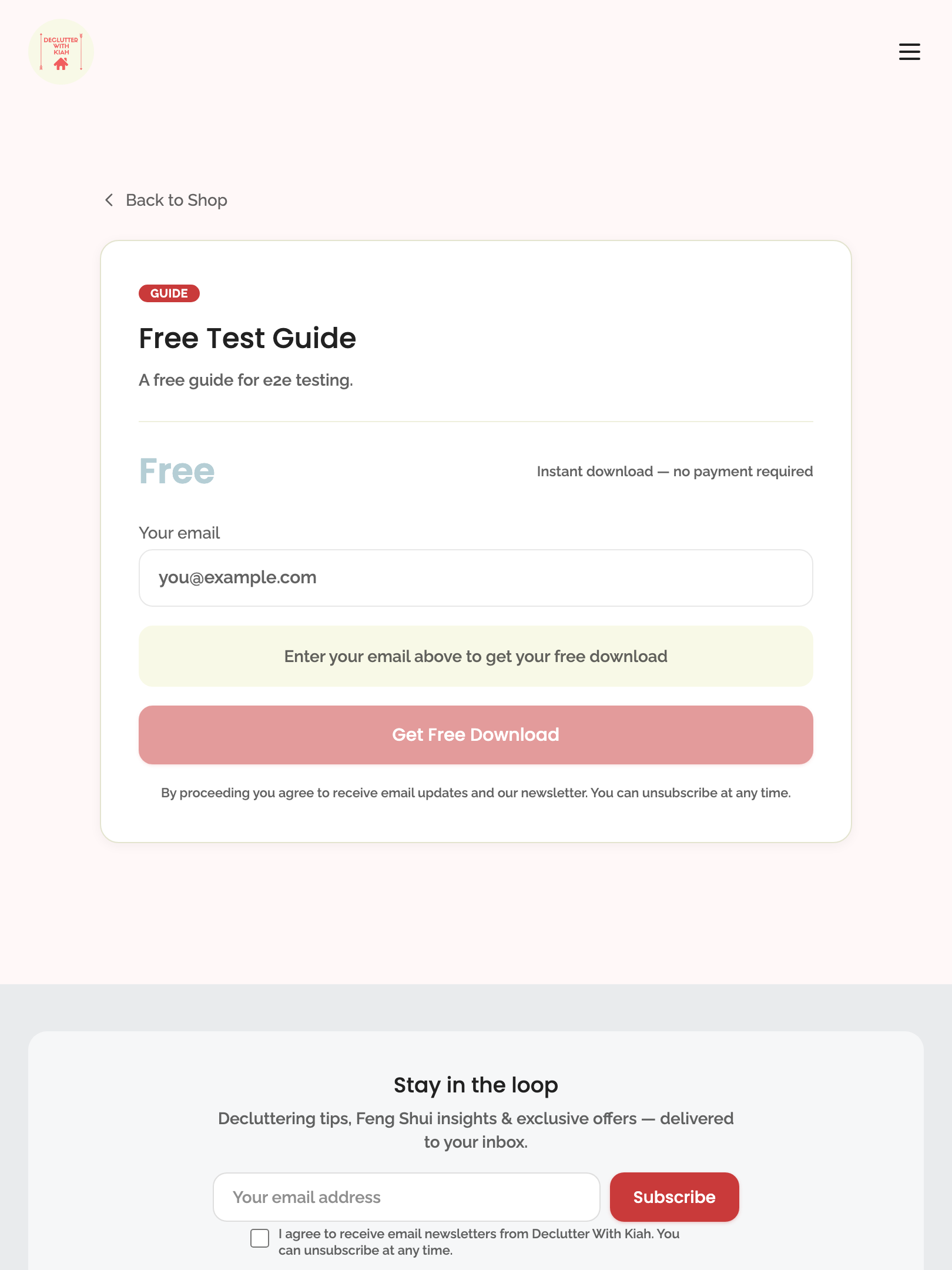 shop — free digital product › detail page shows free UI without Stripe tablet