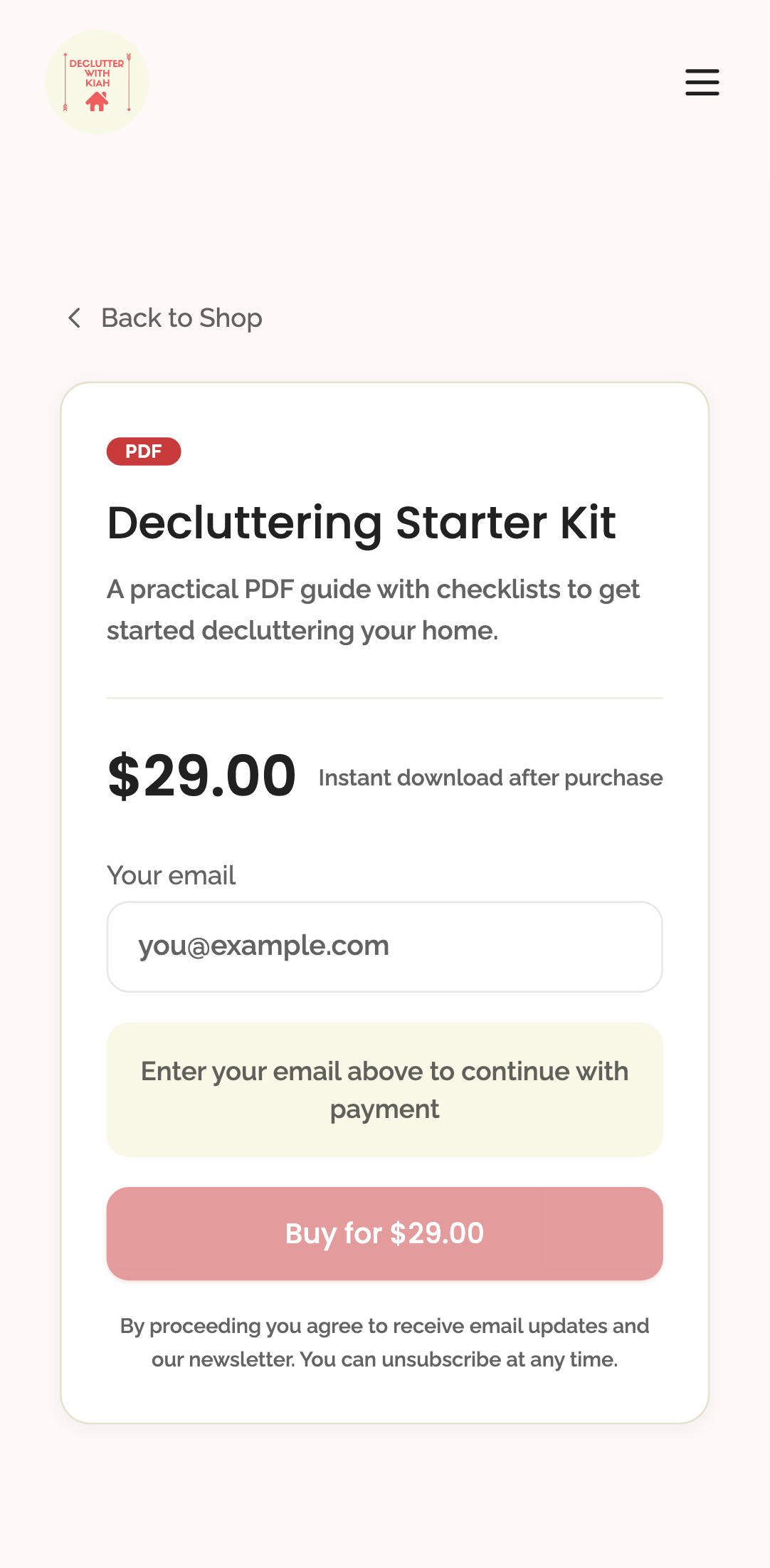 shop — paid product still uses Stripe › paid product detail page has Stripe payment element mobile