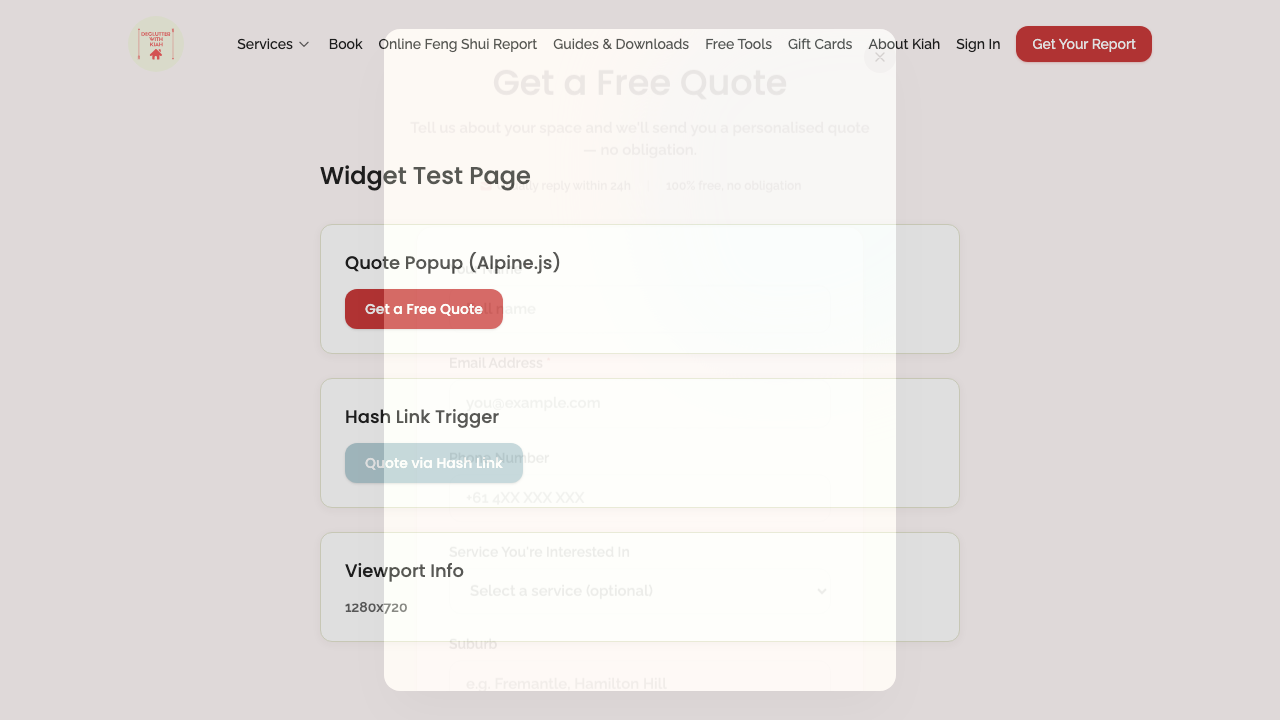 widget popups — quote modal › quote modal opens via button click desktop
