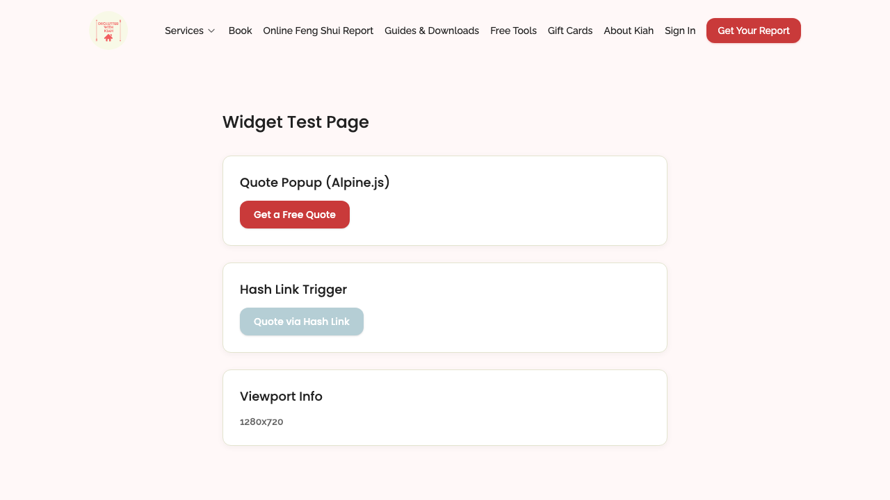 widget popups — quote modal › quote modal closes via X button desktop