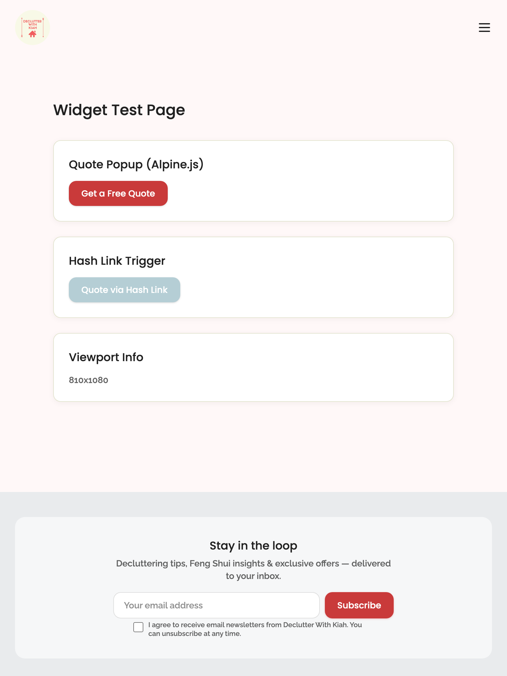 widget popups — quote modal › quote modal closes via X button tablet