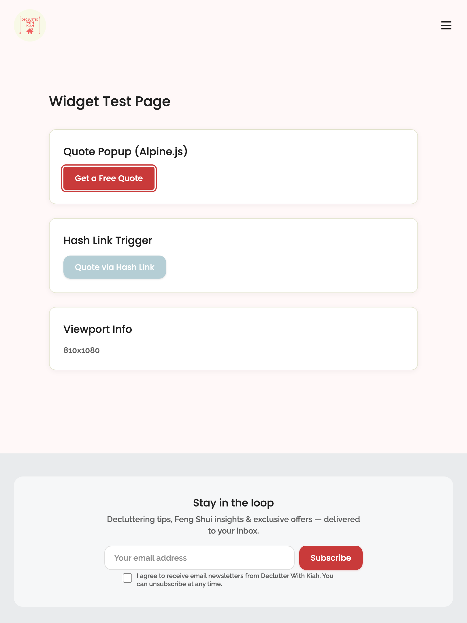 widget popups — quote modal › quote modal closes via Escape key tablet