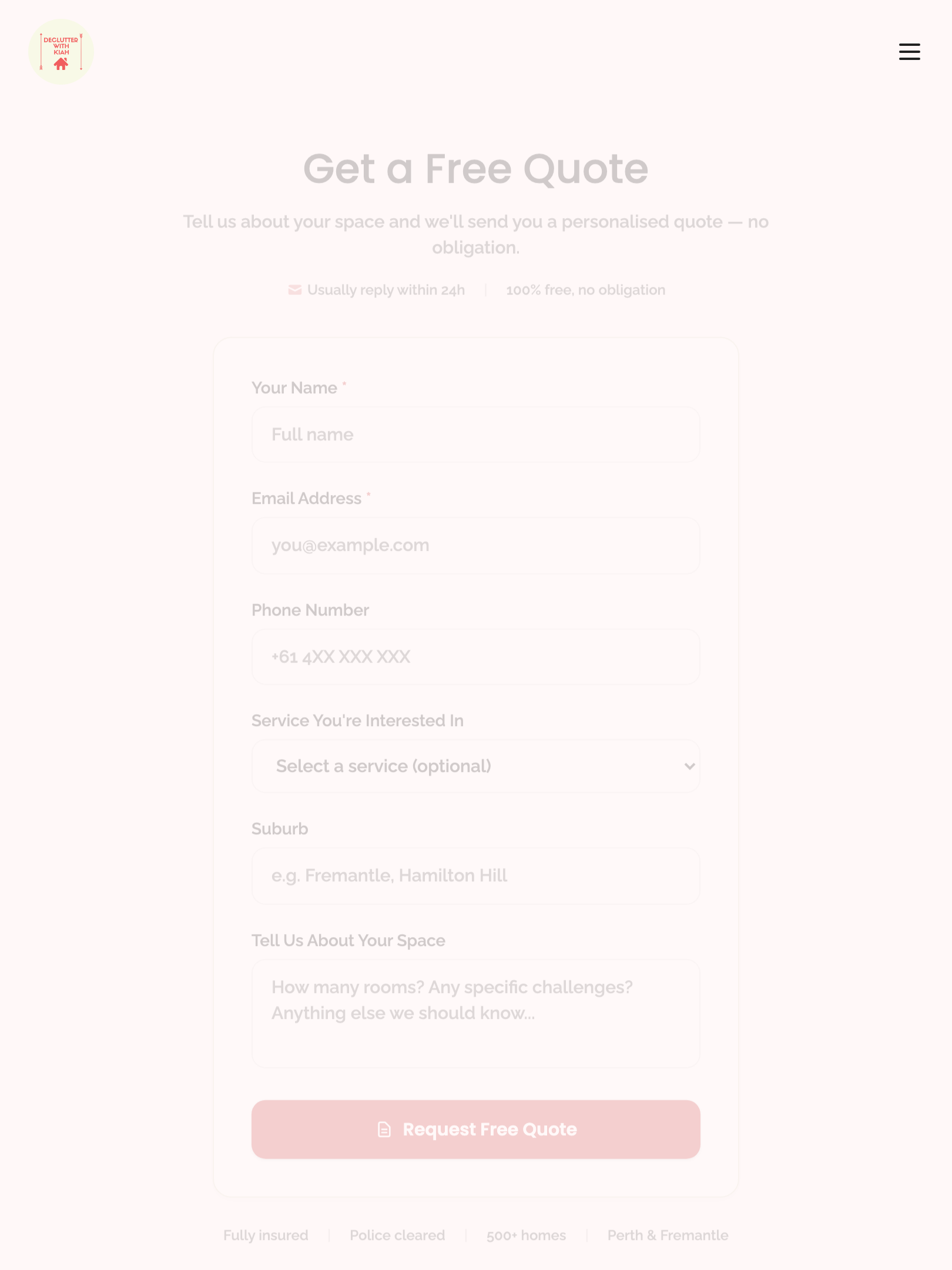 widget popups — quote page standalone › /quote renders the quote form tablet