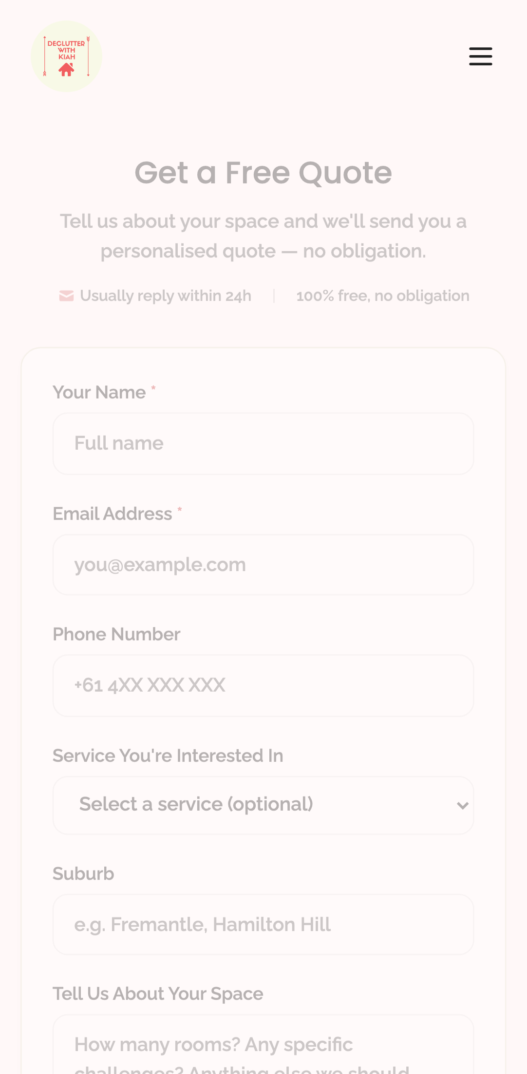 widget popups — quote page standalone › /quote renders the quote form mobile