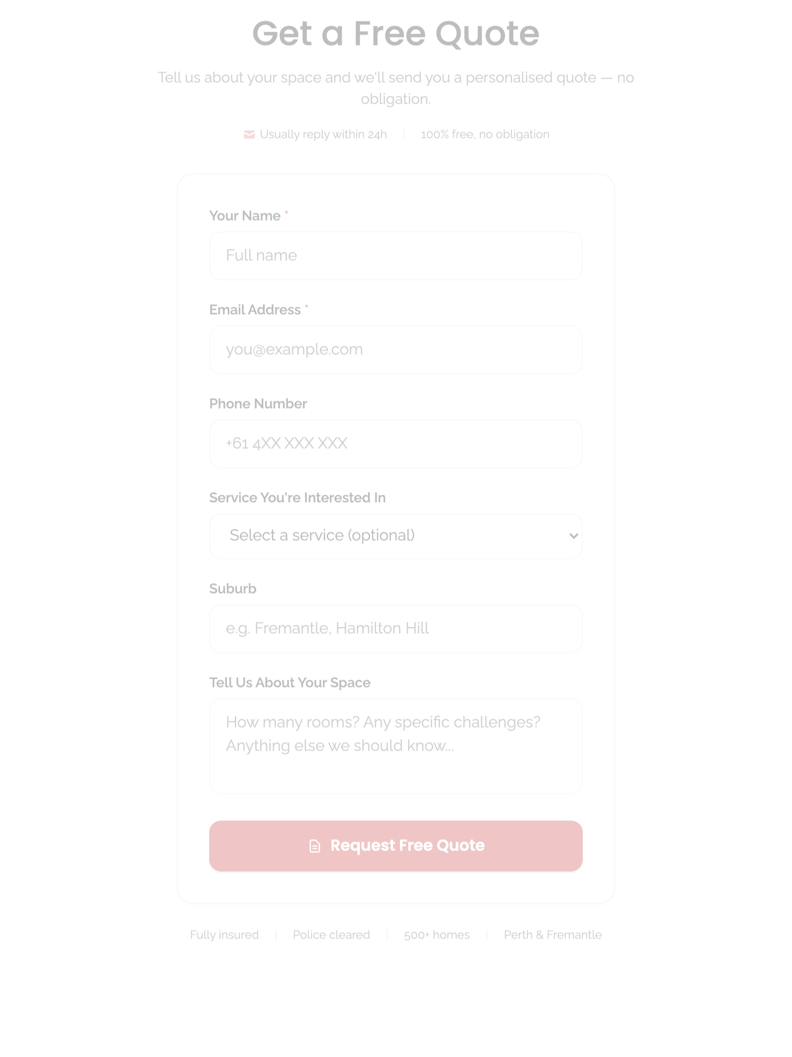 widget popups — quote page standalone › /quote/embed renders embeddable quote form tablet